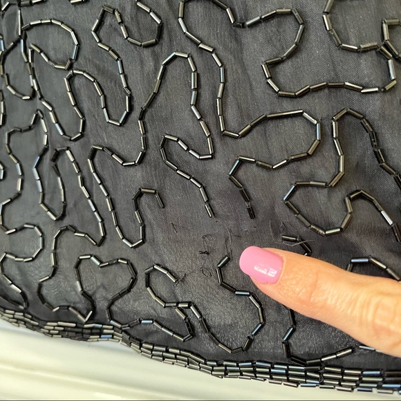 Vintage Sequin 100% Silk Peacock Green Blue Top Blouse - Picture 12 of 15